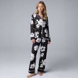 Simply Vera Vera Wang Floral Black and White Women's Pajamas
